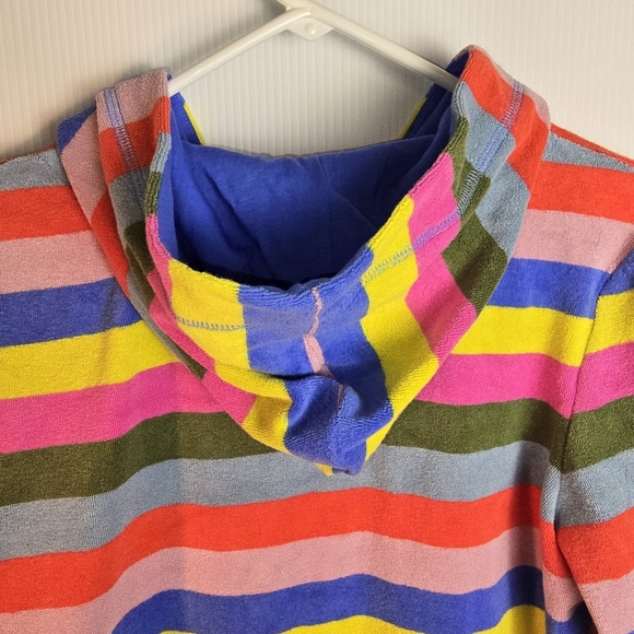 NWT Mini Boden Multi Color Stripe Hooded Terry Cloth Swim CoverUp Dress 13-14 - Picture 8 of 12